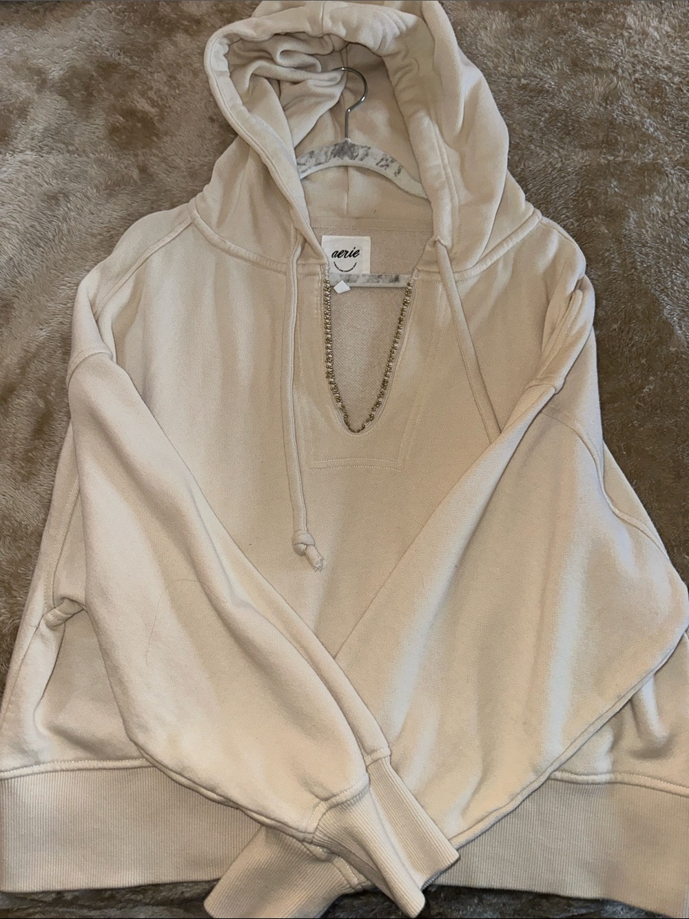aerie Neutral Cream Pullover Hoodie